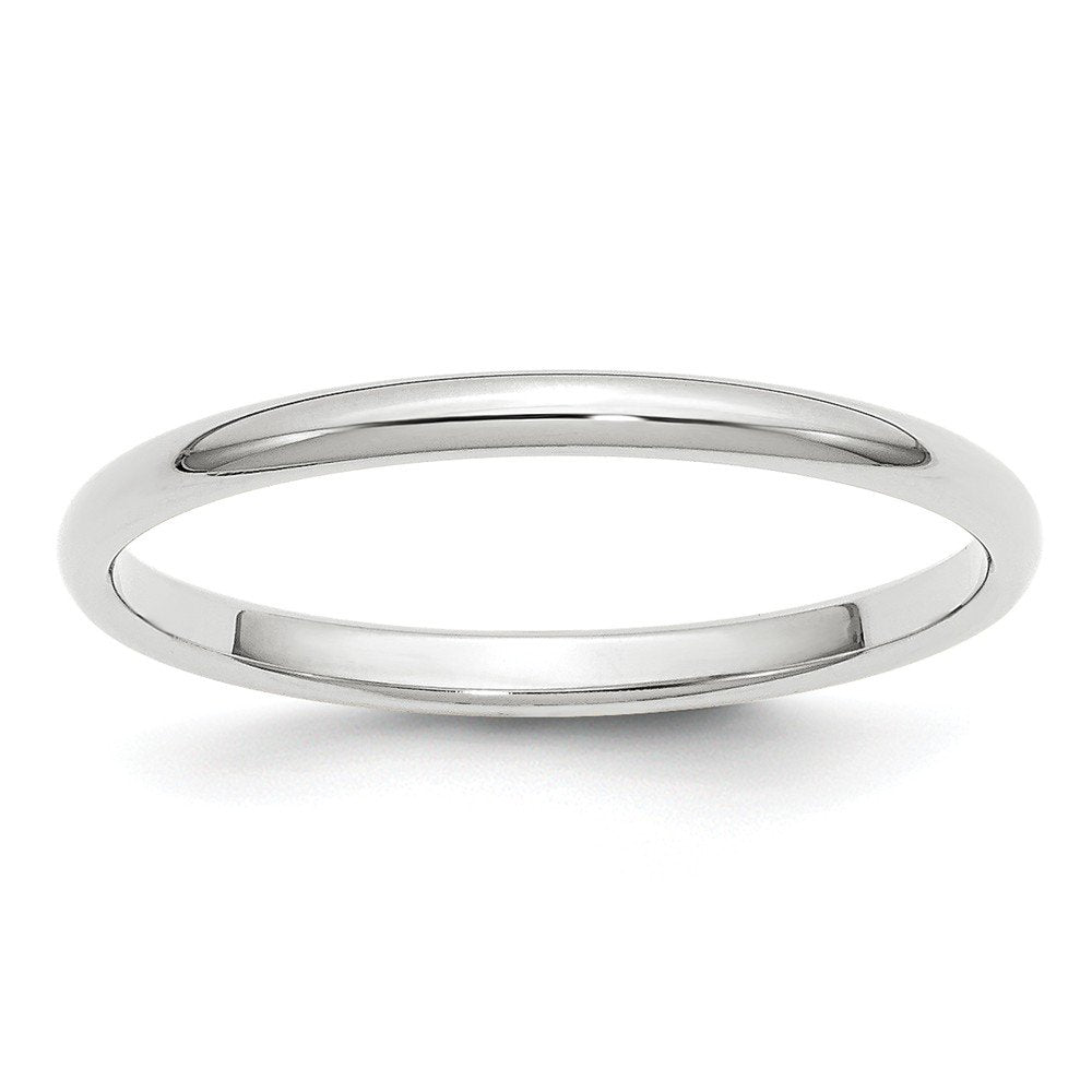 10k White Gold 2mm Half Round Wedding Band Size 9