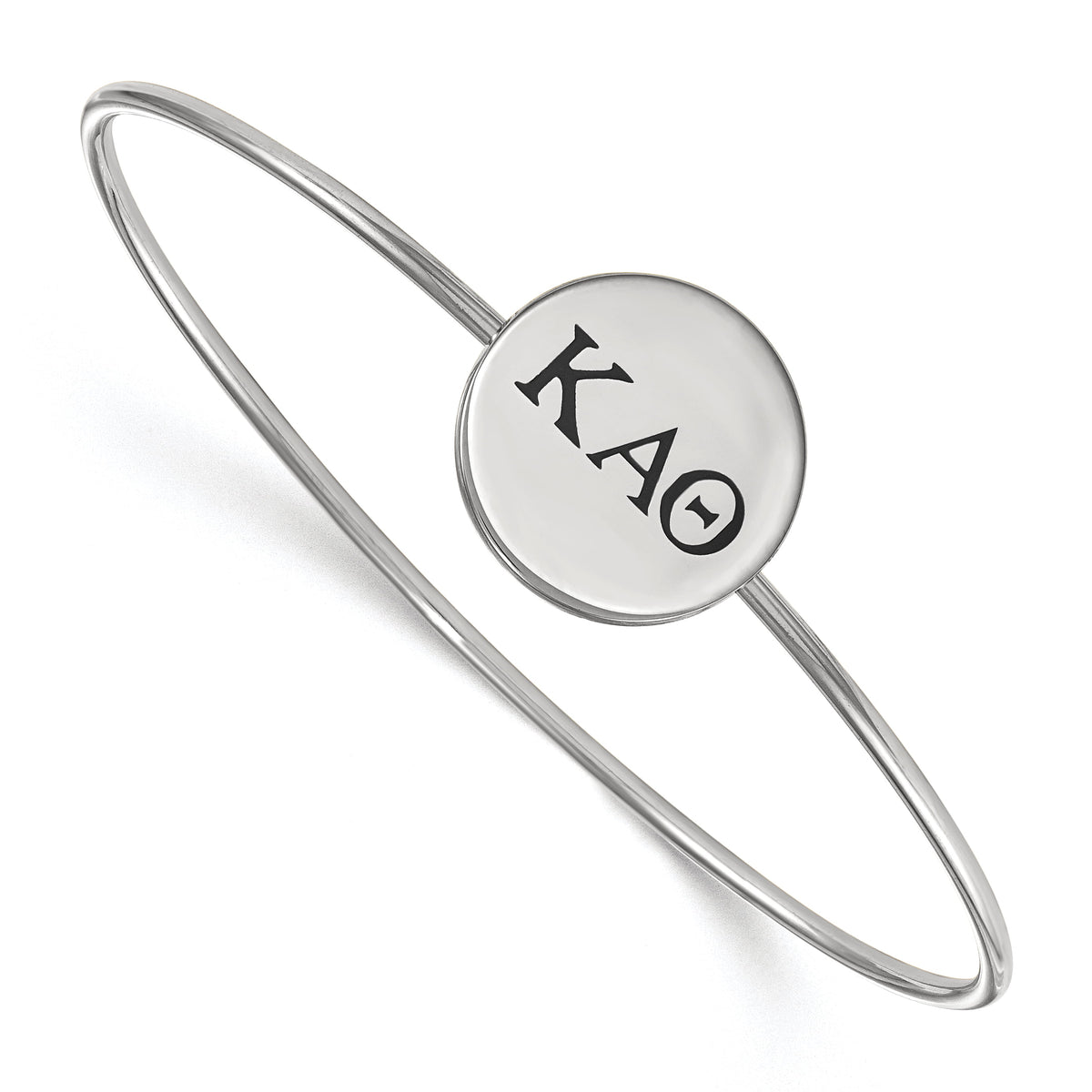 Sterling S. Rh-plated LogoArt Kappa Alpha Theta Enameled Slip-on Bangle Q-SS025KAT-7