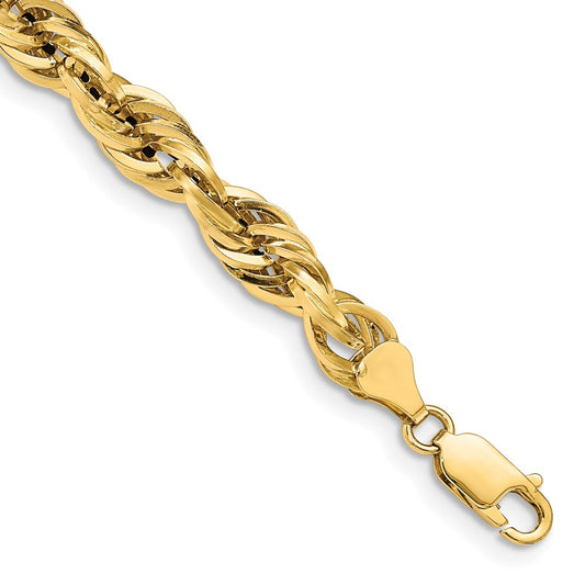 14K 8 inch 7mm Semi Solid Rope with Lobster Clasp Chain 8  inches