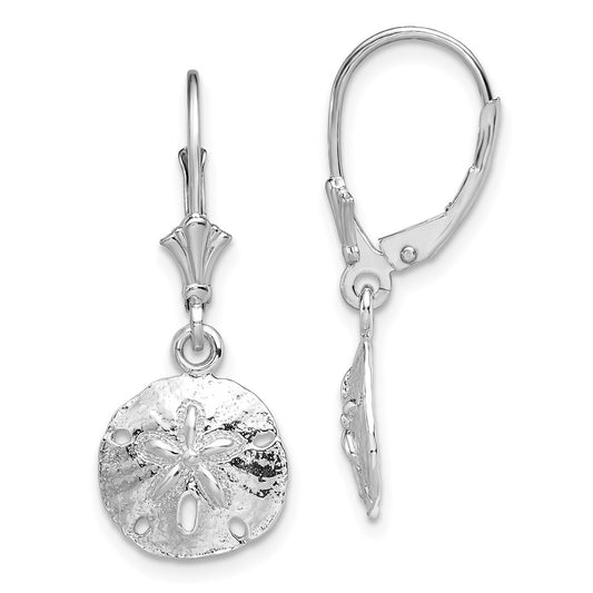 De-Ani Sterling Silver Rhodium-Plated Polished Sand Dollar Leverback Earrings