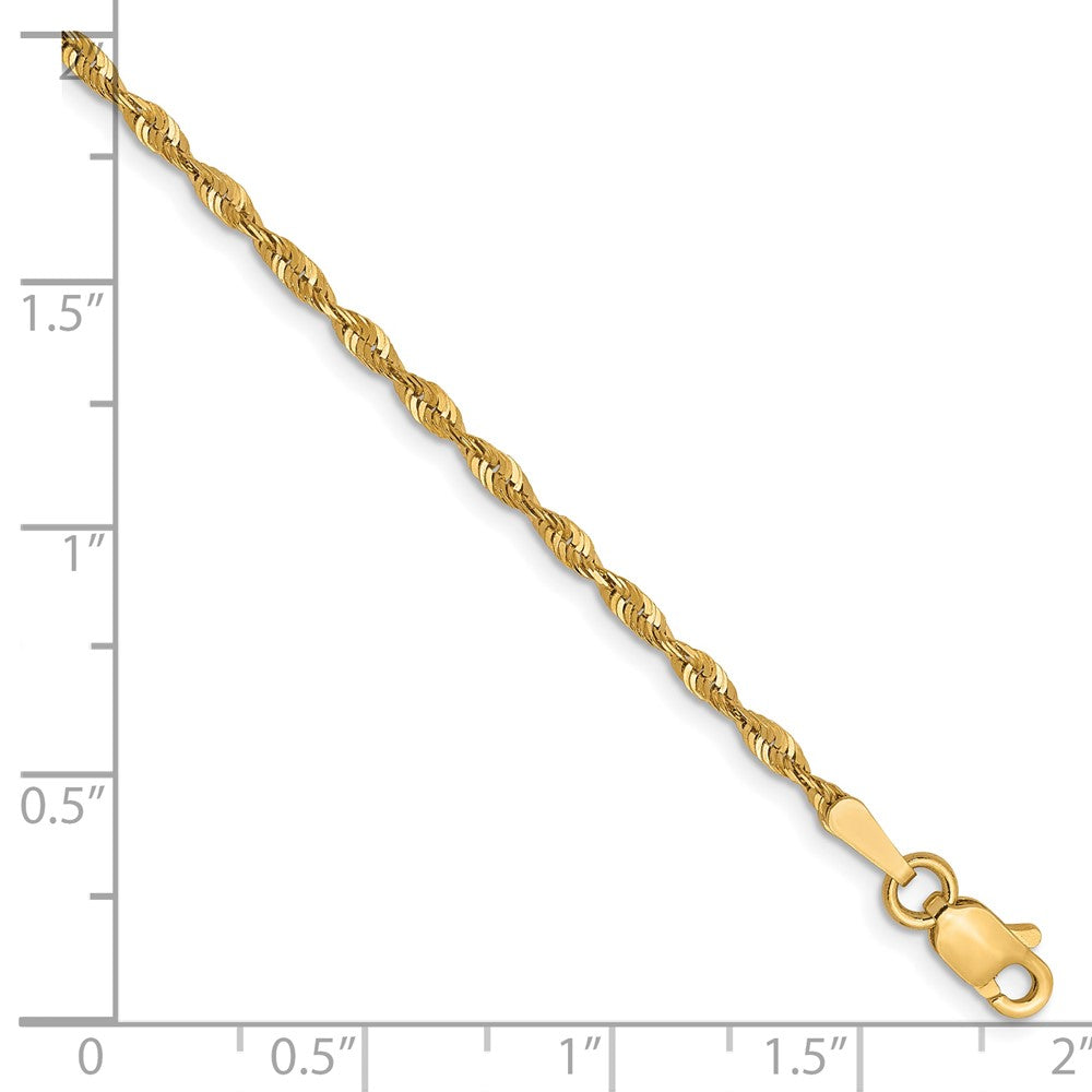 10K 1.8mm Diamond-Cut Lightweight Rope Chain 8  inches