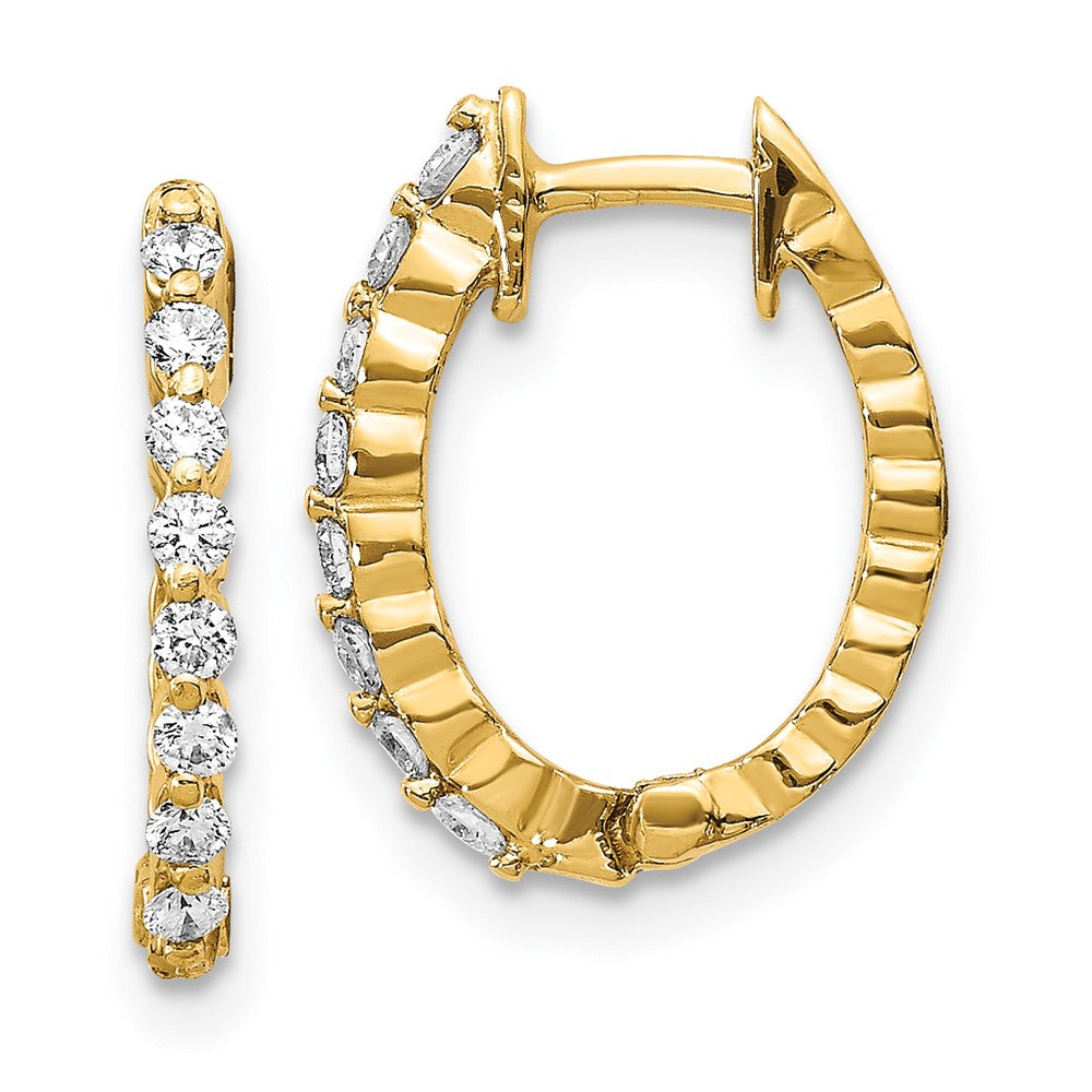 14K Gold AA Diamond Hinged Hoop Earrings