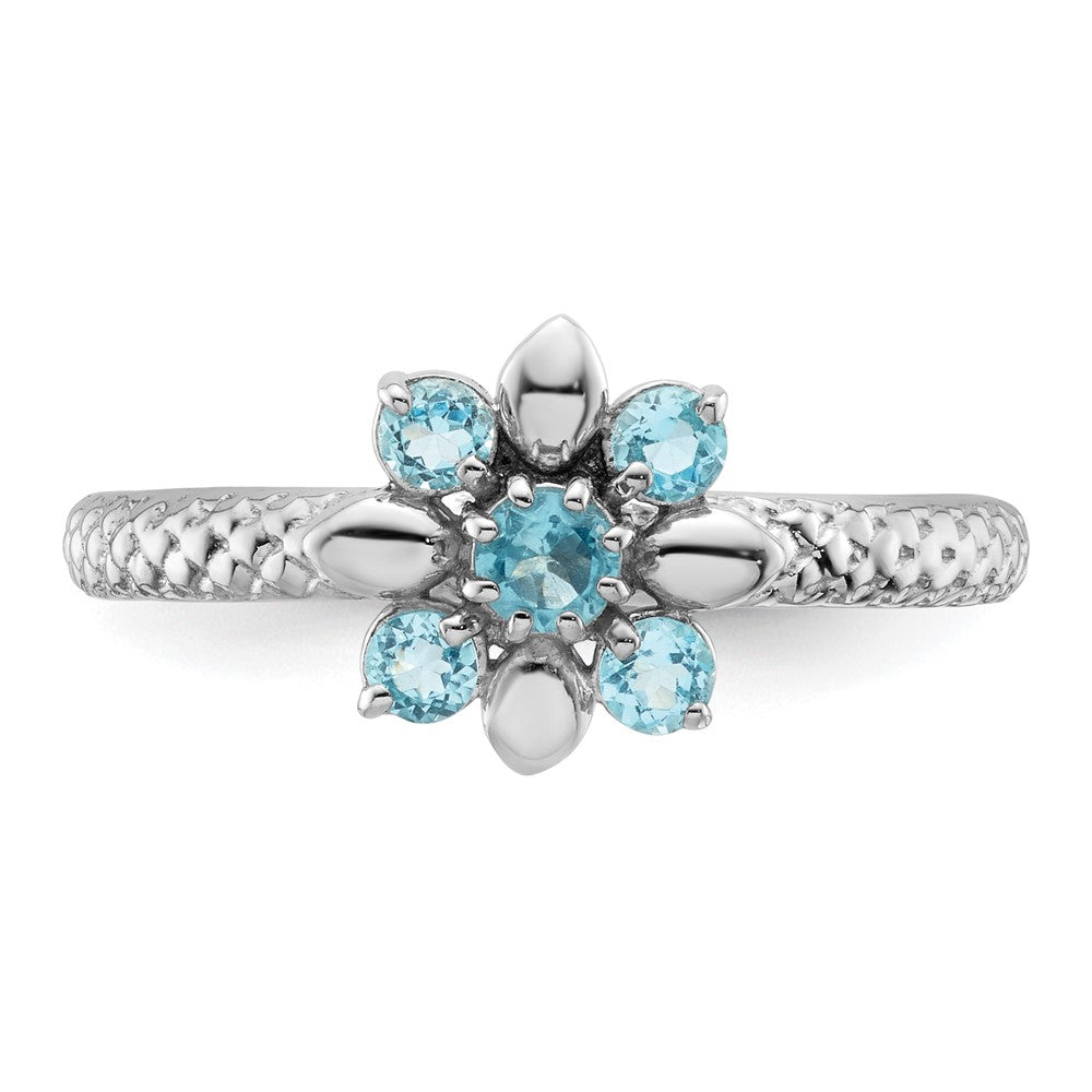 Sterling Silver Stackable Expressions Blue Topaz Ring Size -7