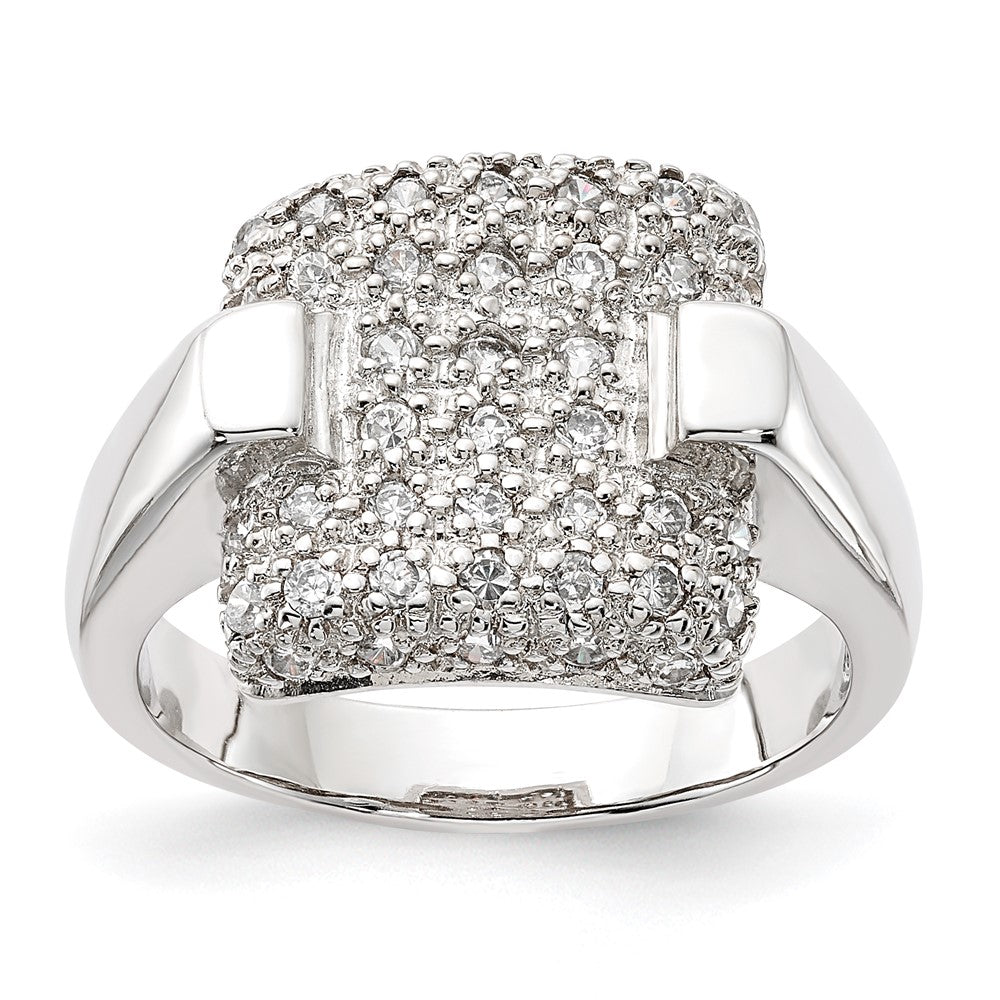 Sterling Silver Pave CZ Square Ring