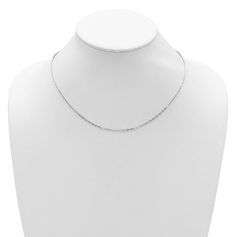 14K White Gold 1.3mm Flat Cable 1in+1in Adjustable Chain