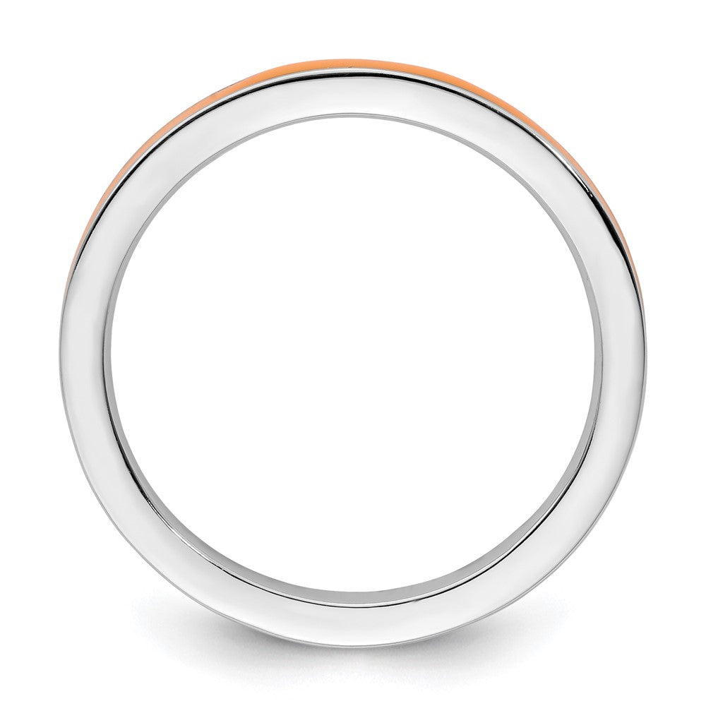 Sterling Silver Stackable Expressions Orange Enameled 2.25mm Ring Size -6