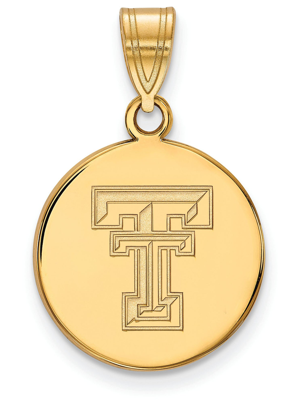 14k Gold Plated Silver Texas Tech U. Medium Disc Pendant