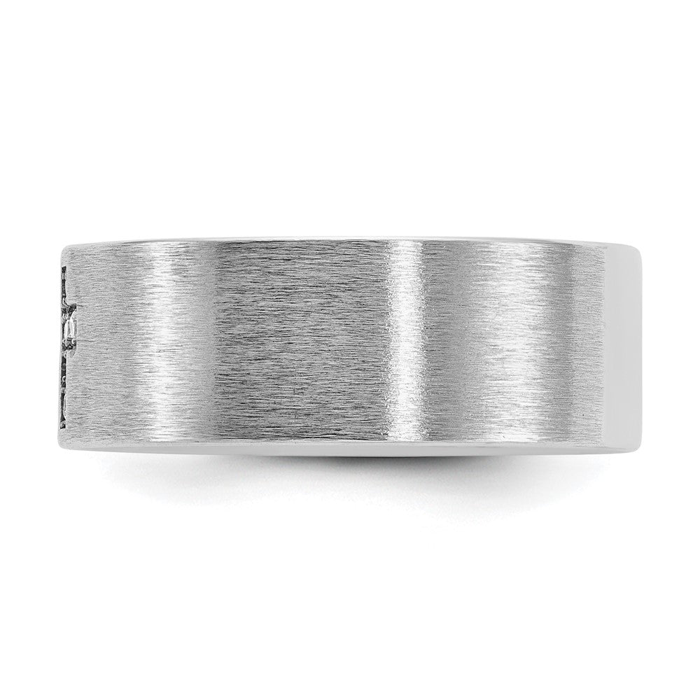 IBGoodman 14k White Gold Men's Satin 1/20 Carat AA Quality Diamond Cross Ring