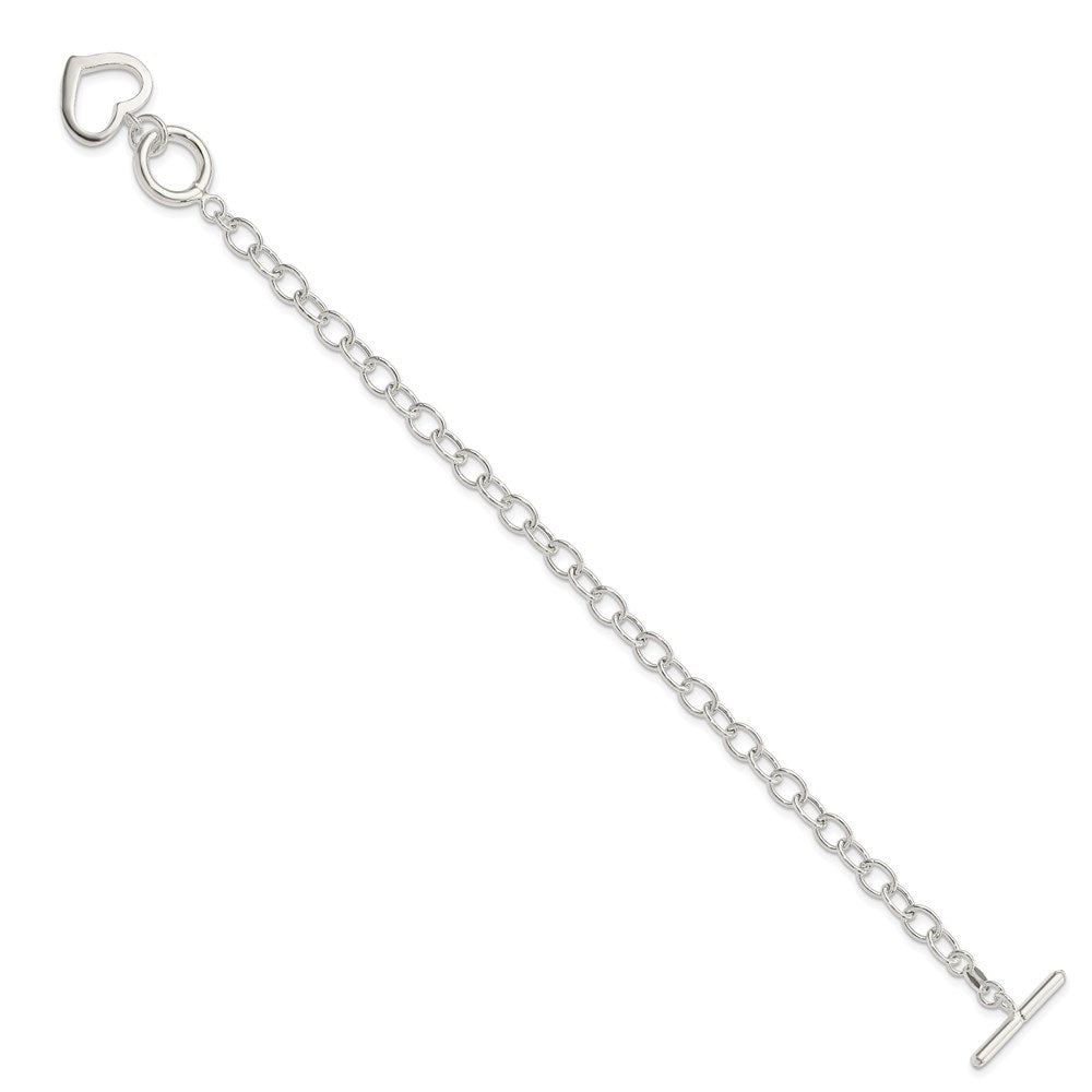 Sterling Silver Open Link Heart Bracelet 8.5 inches