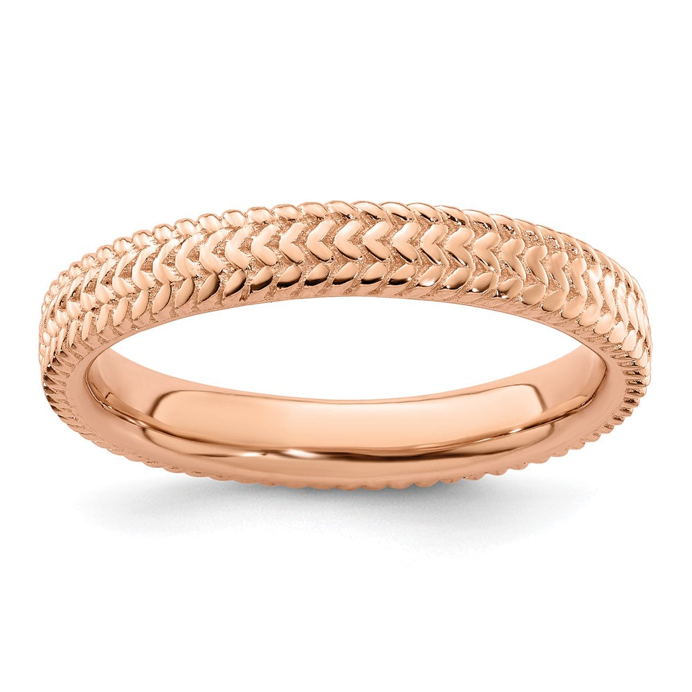 Sterling Silver Stackable Expressions Pink-plated Ring Size -9