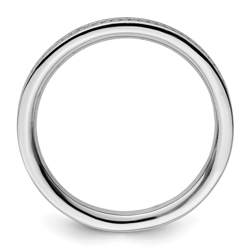 Sterling Silver Stackable Expressions Rhodium Channeled Ring Size -10