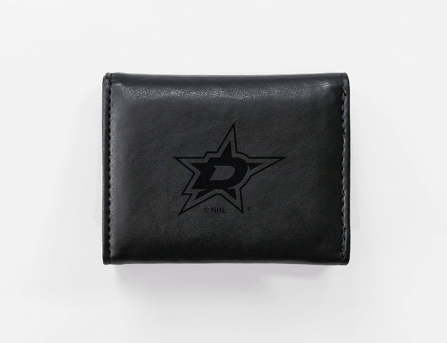 Hockey Rico Industries Dallas Stars Black Laser Engraved Trifold Laser Engraved Tri-Fold Wallet - Men's Accessory