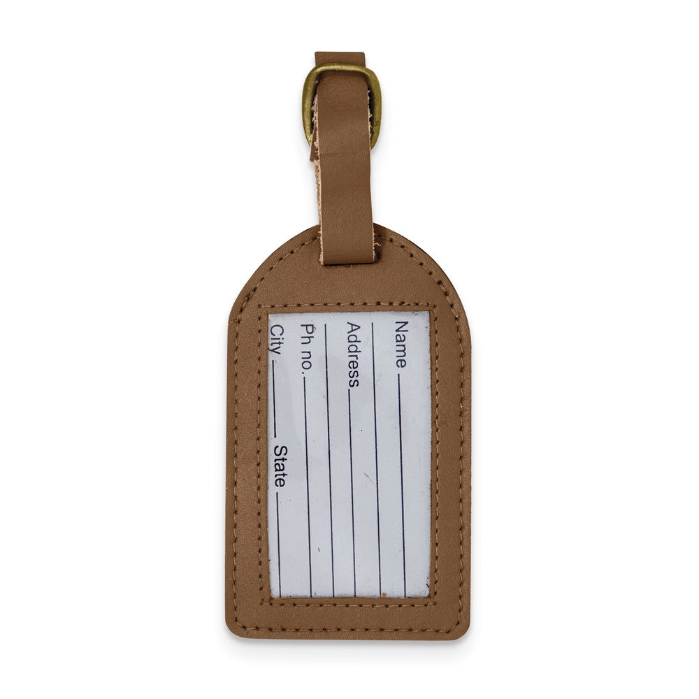 Brown Leather Luggage Tag with Buckle Strap QGM22548