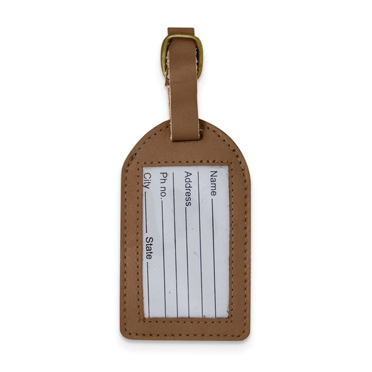 Brown Leather Luggage Tag with Buckle Strap QGM22548