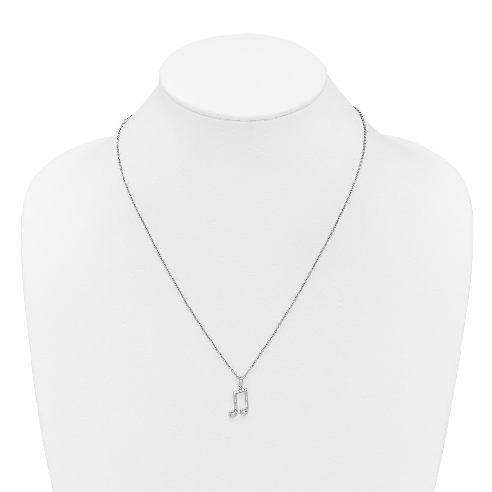 White Ice Sterling Silver Rhodium-plated Diamond Music Note 18 inch Necklace plus 2 inch Extender