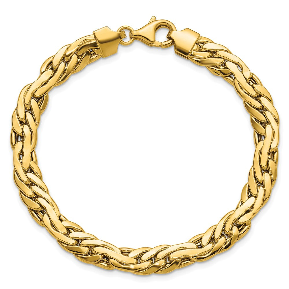 14K Polished 7.5mm Fancy Link Bracelet 7.5  inches
