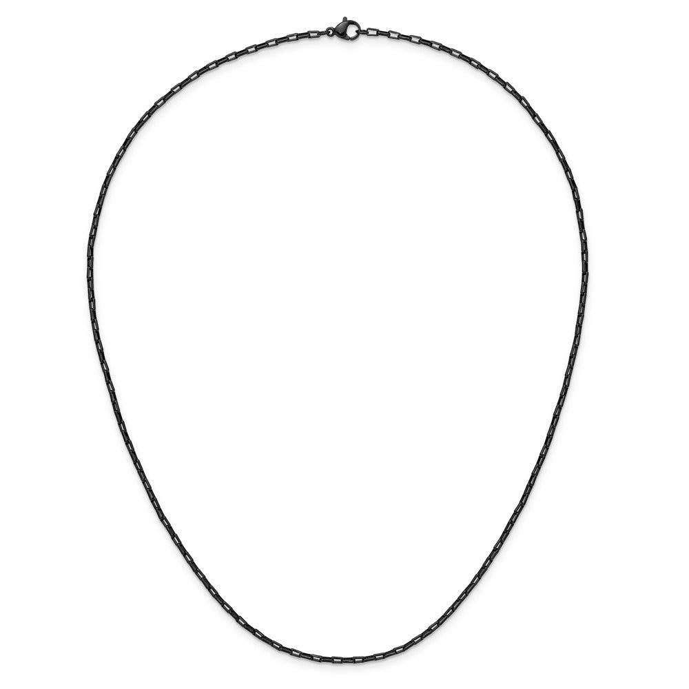 Chisel Stainless Steel Polished Black IP-plated 2.2mm 20 inch Fancy Box/Paperclip Link Chain