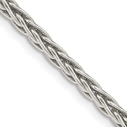 Sterling Silver Antiqued 3.25mm Solid Square Spiga Chain 30 Inches