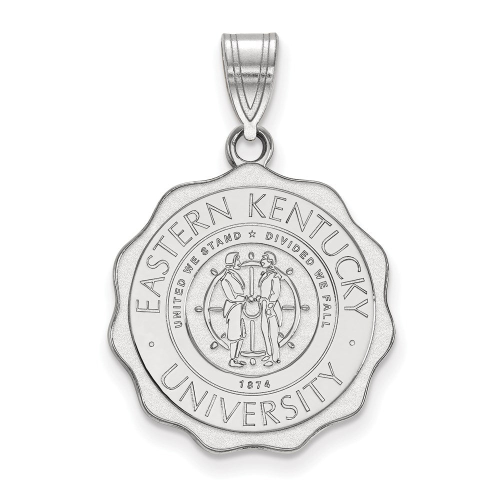 10k White Gold LogoArt Eastern Kentucky University Large Crest Pendant