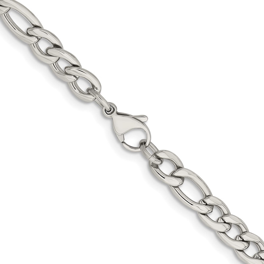 Stainless Steel Polished 6.75mm 24in Figaro Chain