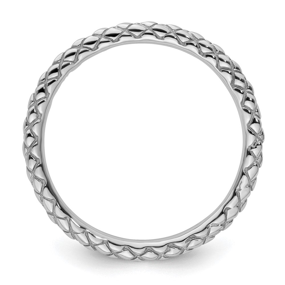 Sterling Silver Stackable Expressions Rhodium Criss-cross Ring Size -9