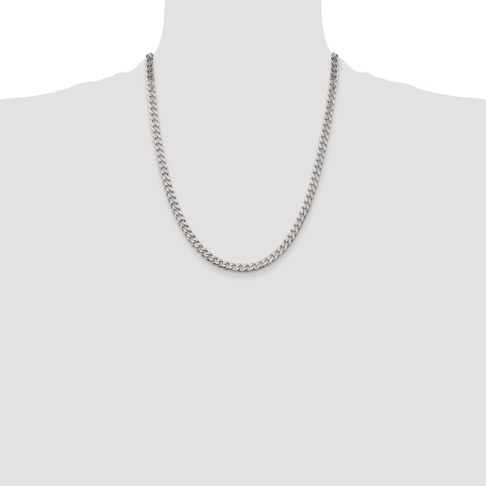 Sterling Silver Polished 5mm Curb Chain 22 Inches