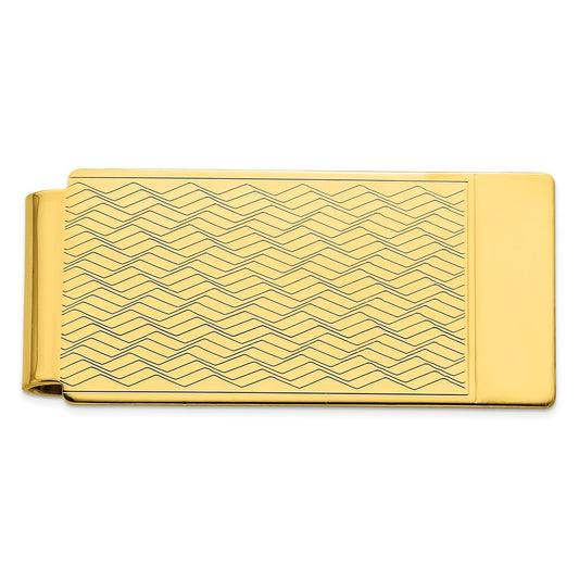 Gold-plated Kelly Waters Woven Pattern Hinged Money Clip