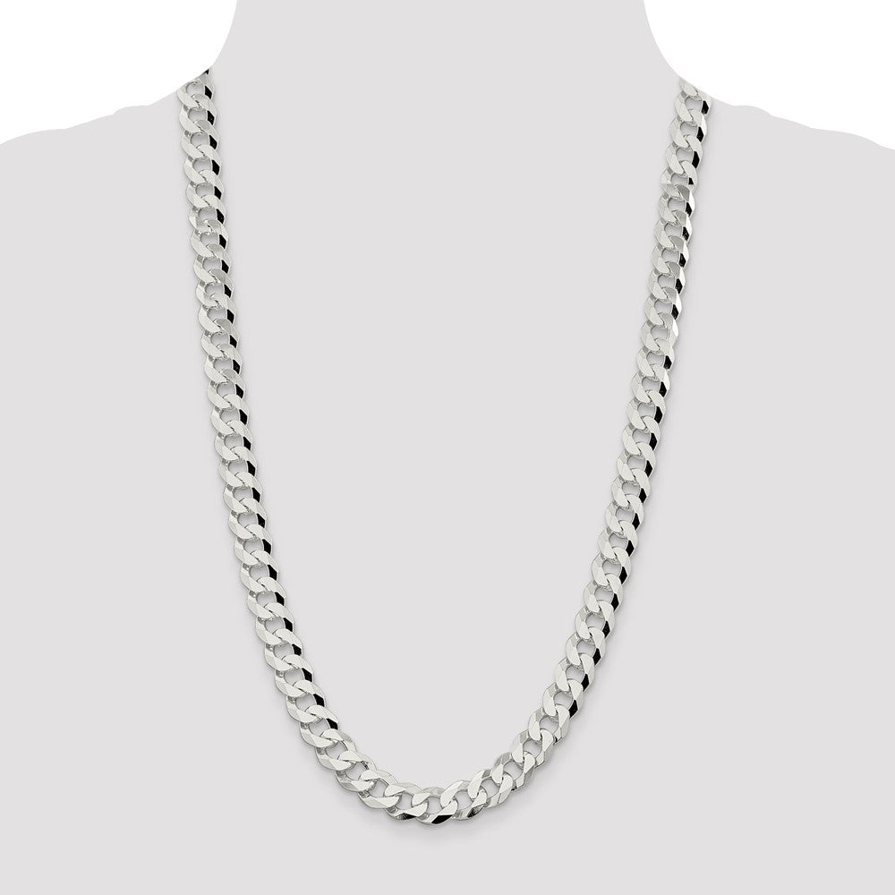 Sterling Silver 10.6mm Beveled Curb Chain 26 Inches