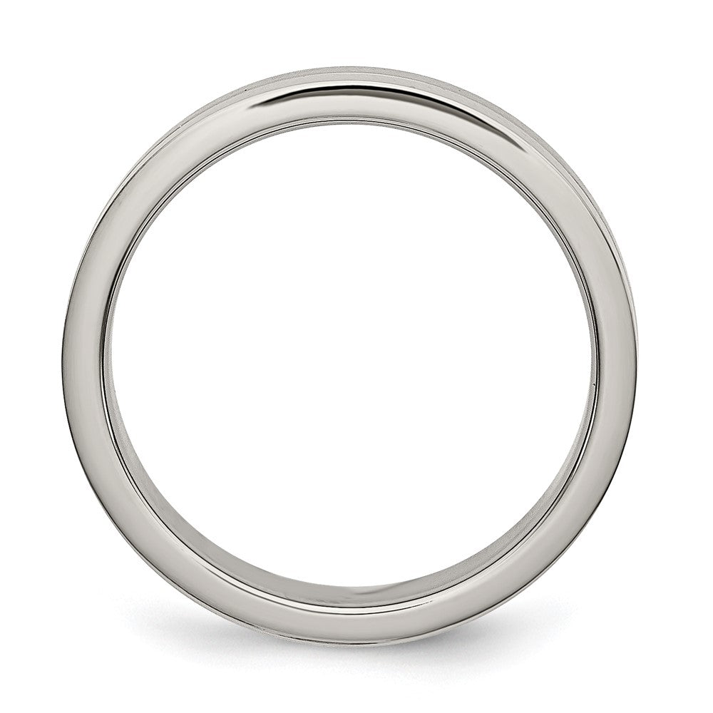 Titanium Brushed and Polished 4mm Grooved Band Size - 9.5