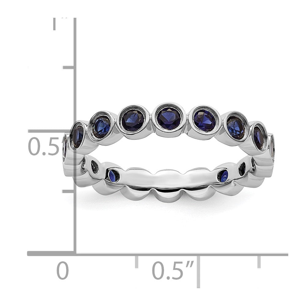 Sterling Silver Stackable Expressions Created Sapphire Ring Size -6