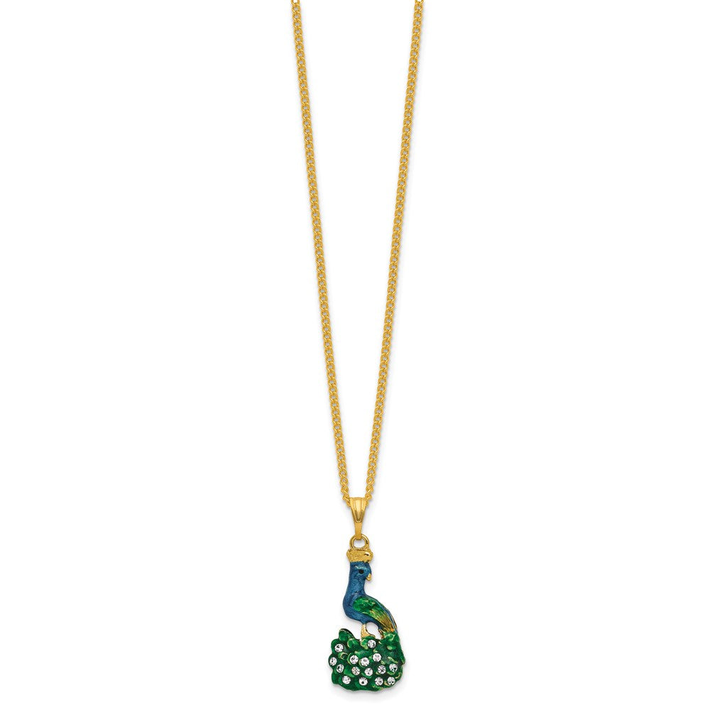 Luxury Giftware by Jere Bejeweled BLUE BEAUTY Peacock Trinket Box with Ring Insert and Matching 18 inch Necklace