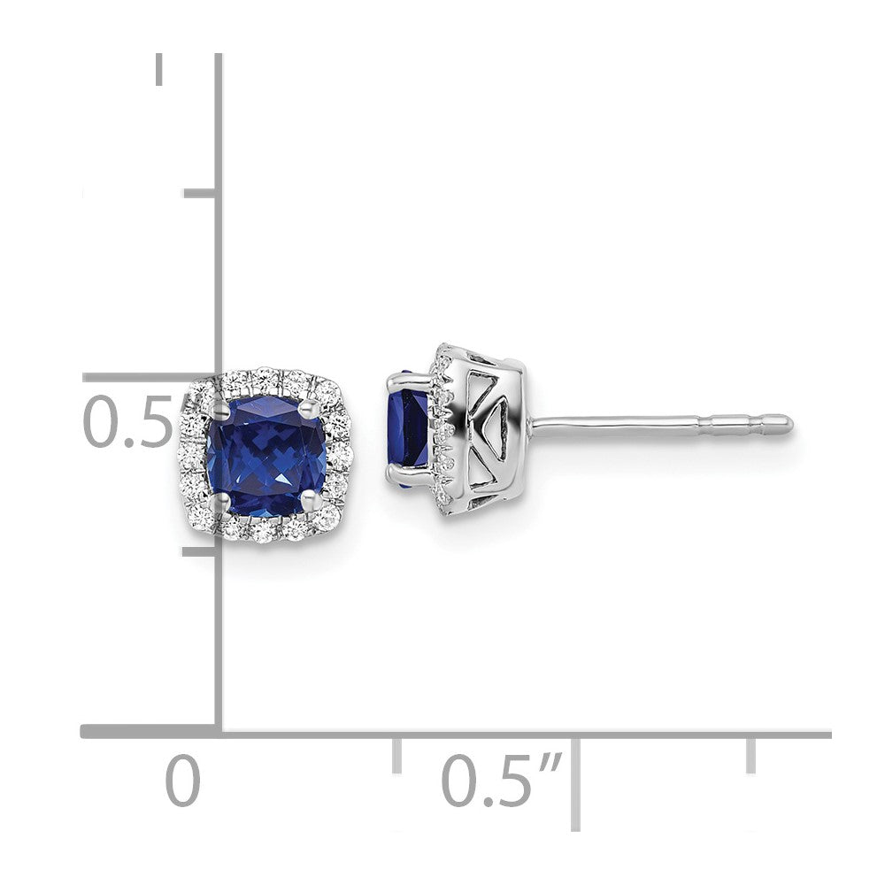 SS ANT Created Blue Sapphire and Diamond Earring