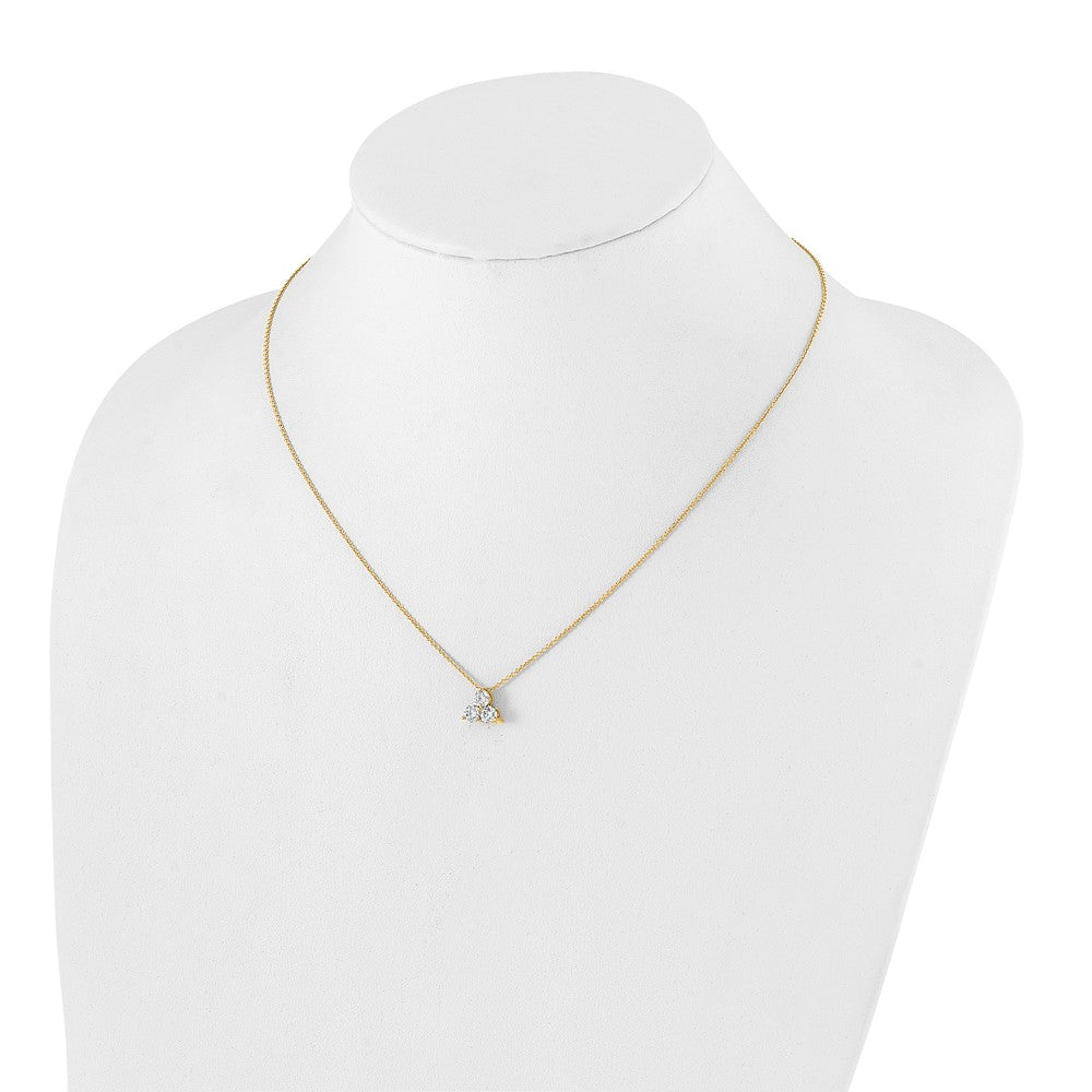 True Origin 14K 3/4 carat Lab Grown Diamond VS  D E F Three Stone 18 inch Necklace