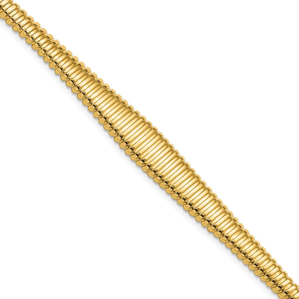 14K Polished Ridged Graduated Bracelet 7.5  inches
