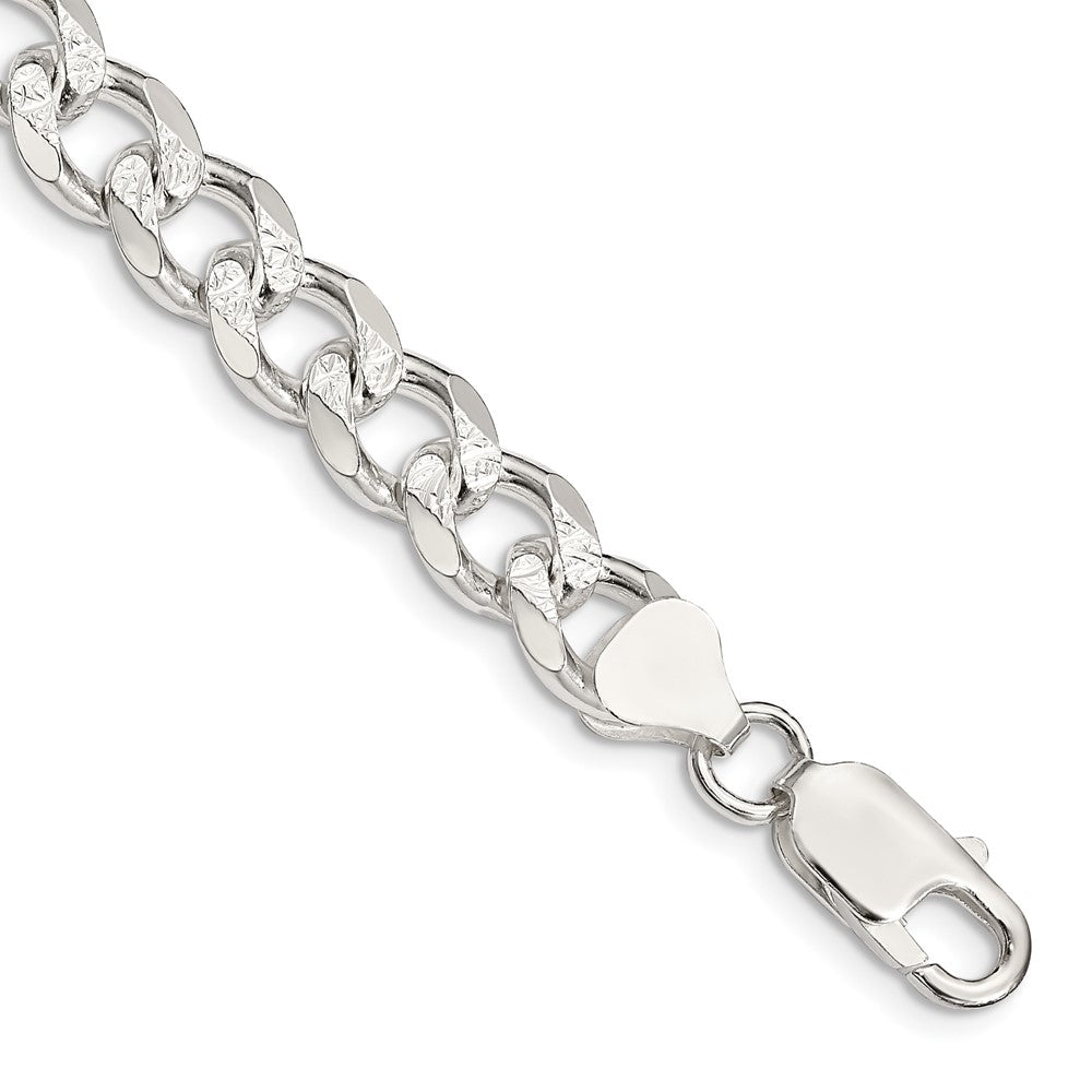 Sterling Silver 8.3mm Pav‚ Curb Chain 8 inches