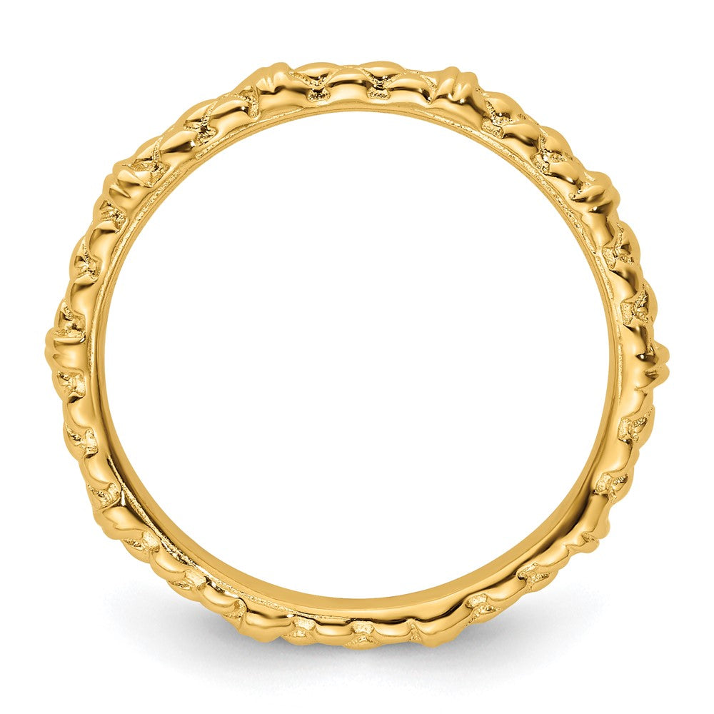 Sterling Silver Stackable Expressions Gold-plated Cable Ring Size -5