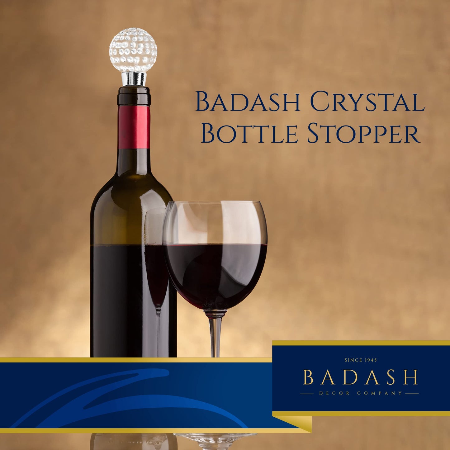 Badash Crystal Golf Ball Silver-tone Wine Stopper QGM6116
