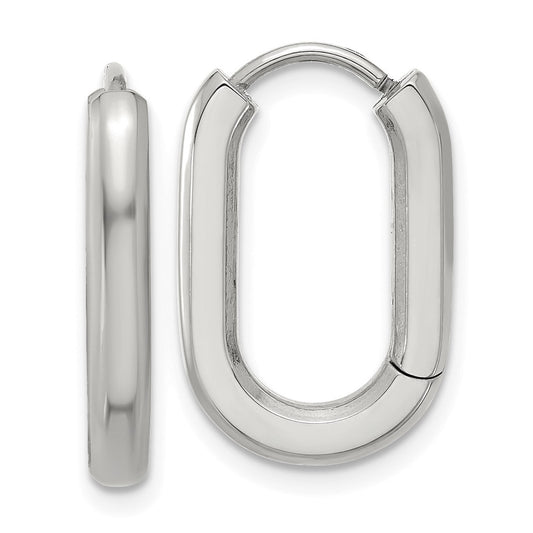 Chisel Stainless Steel Polished Elongated 3mm Hinged Hoop Earrings