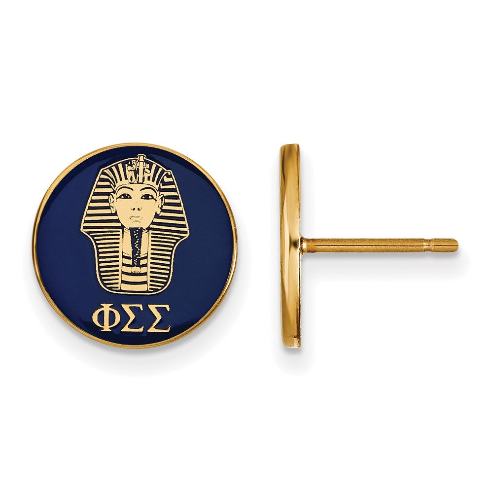 Sterling Silver Gold-plated LogoArt Phi Sigma Sigma Sorority Symbol Color Enamel Post Earrings