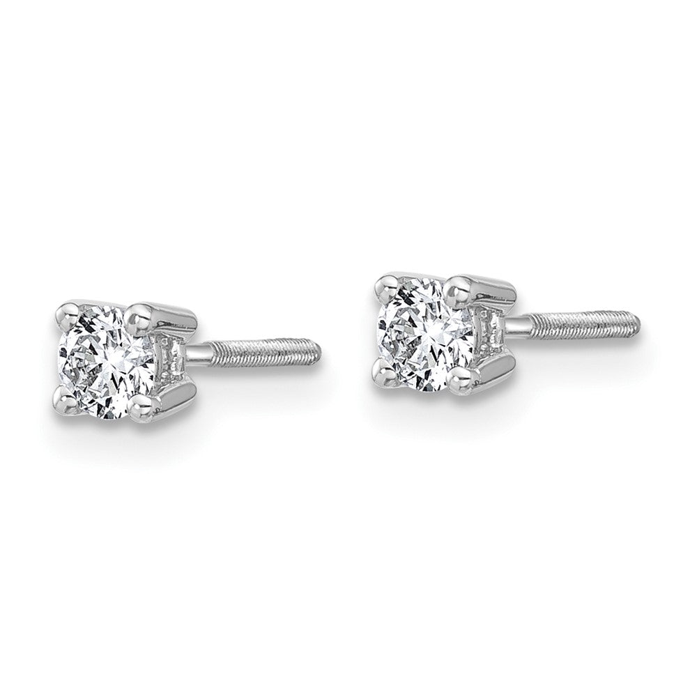 14k White Gold 1/3 ctw Lab Grown Diamond VS+ F+ Round 4 Prong Heavy Wt. Screwback Stud Earrings