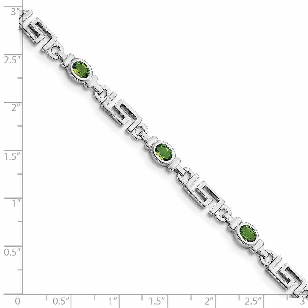 Sterling Silver Rhodium-plated Peridot Bracelet 7 inches