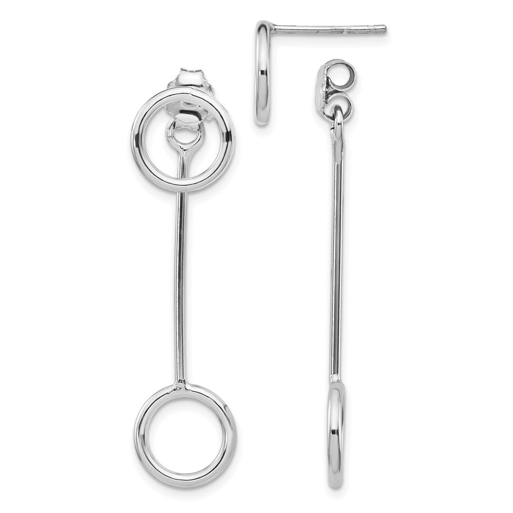 Sterling Silver Rhod-plt Polished Front & Back Post Dangle Earring