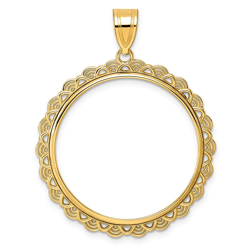 14k Polished Rainbow with 27.0mm Prong Coin Bezel Pendant