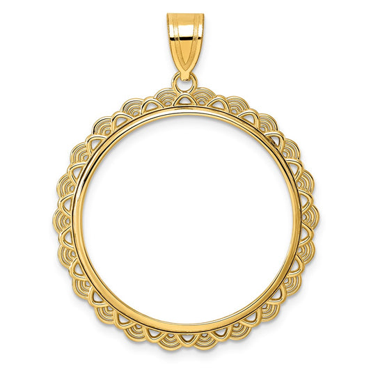 14k Polished Rainbow with 27.0mm Prong Coin Bezel Pendant
