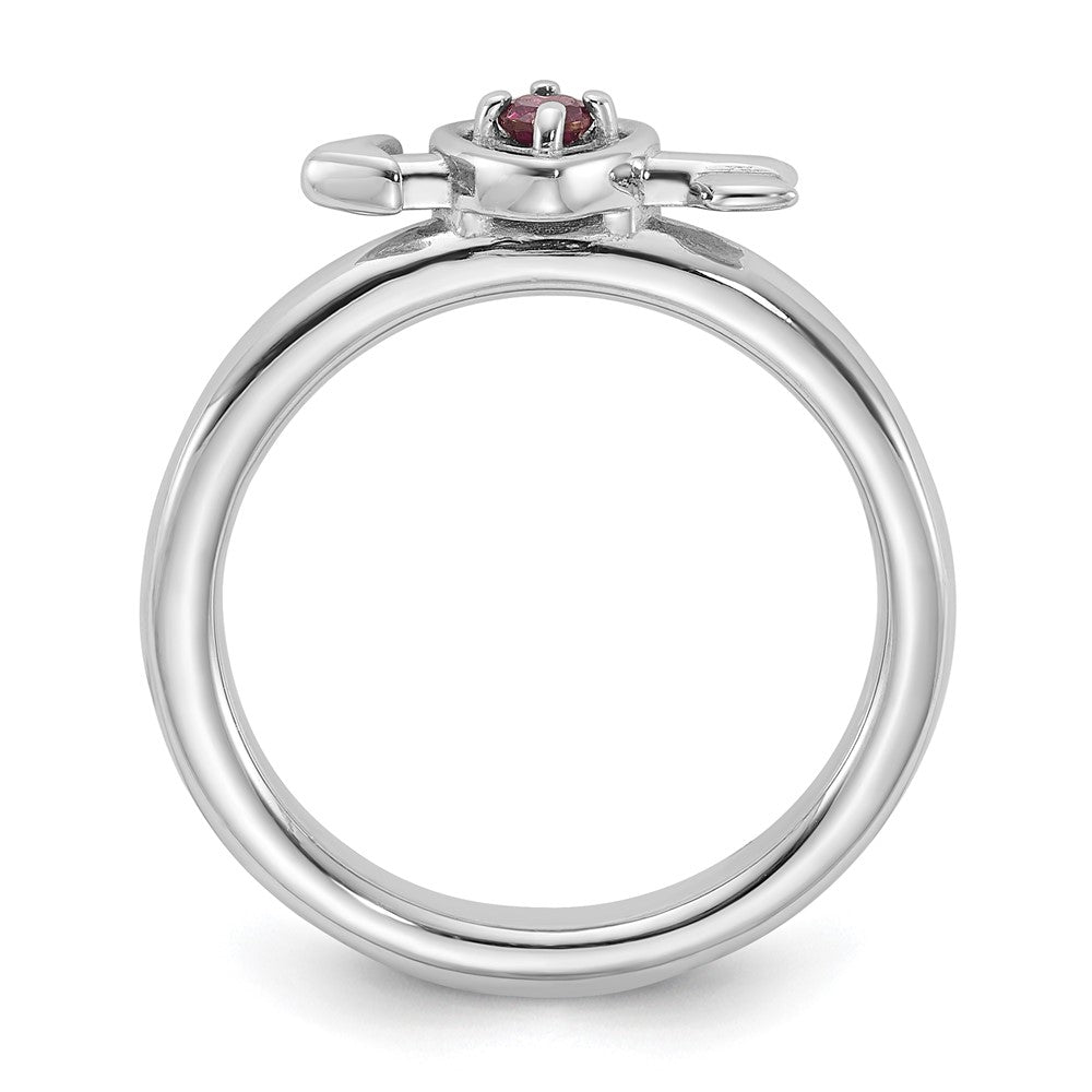 Sterling Silver Stackable Expressions Rhodium-plated Rhodolite Heart with Arrow Ring Size -8
