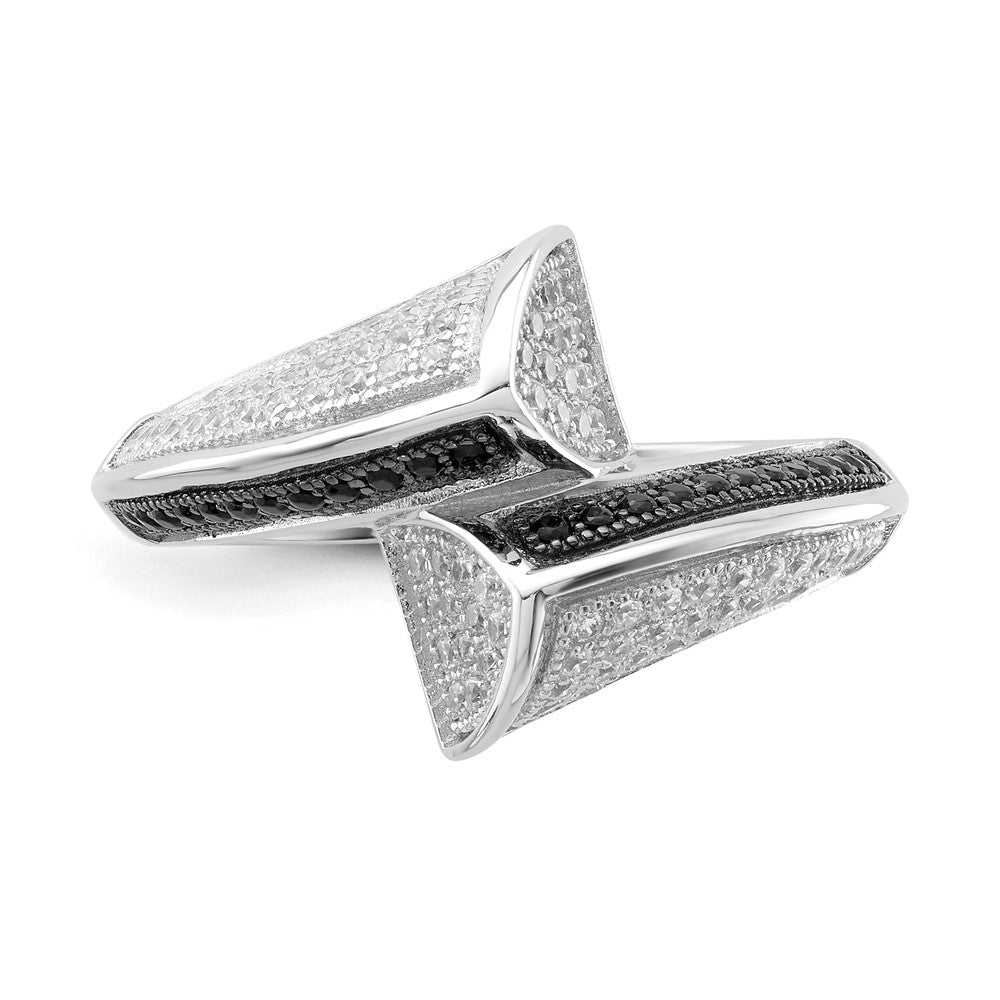 Sterling Silver Black & Clear CZ True Fire Ring