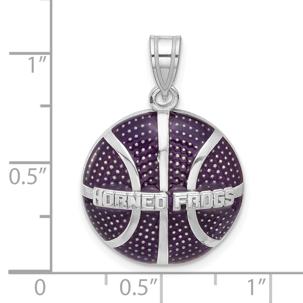 Sterling Silver Epoxied TCU Horned Frogs Basketball
