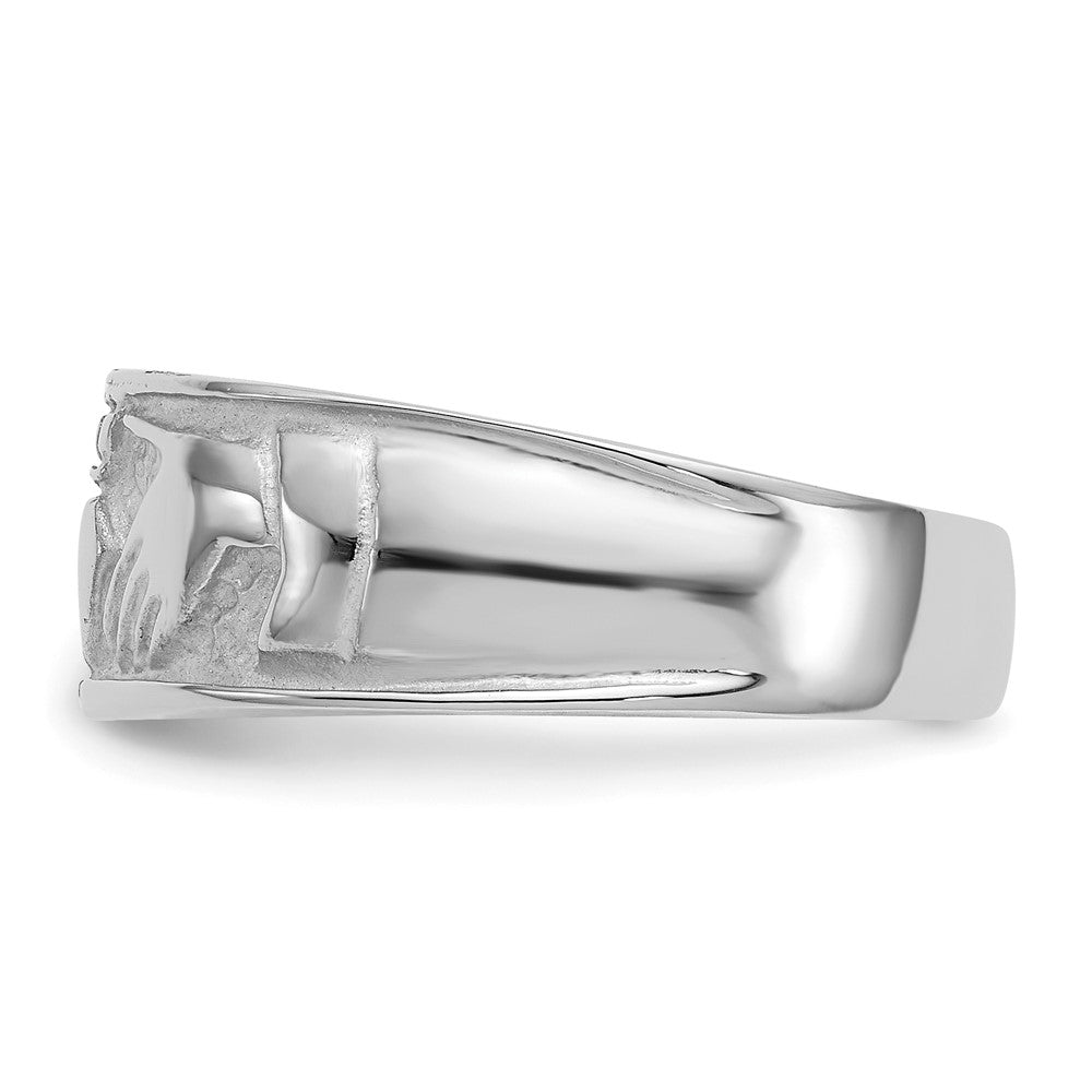 14k White Gold Ladies Claddagh Band Size 6