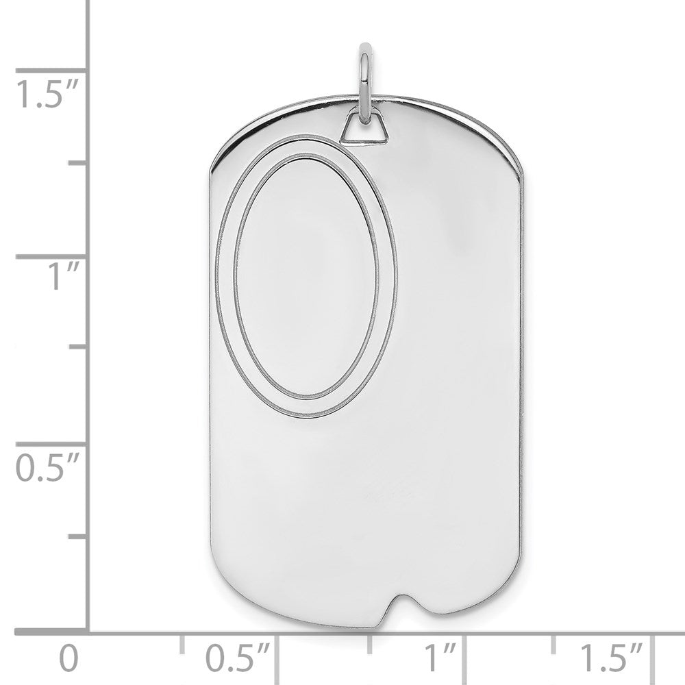 Sterling Silver Rh-plt Engraveable Dog Tag Polished Front/Back Disc Charm