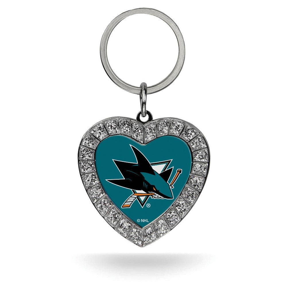 NHL San Jose Sharks Rhinestone Heart Key Ring QGC7982